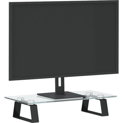  Stalak za monitor crni 40x20x8 cm kaljeno staklo i metal Slike