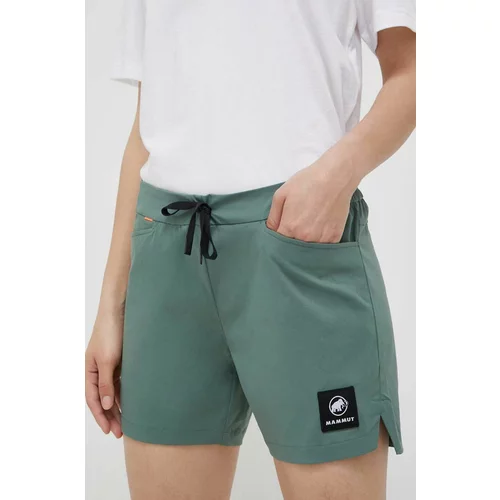 Mammut Kratke outdoor hlače Massone Light boja: zelena, glatki materijal, srednje visoki struk
