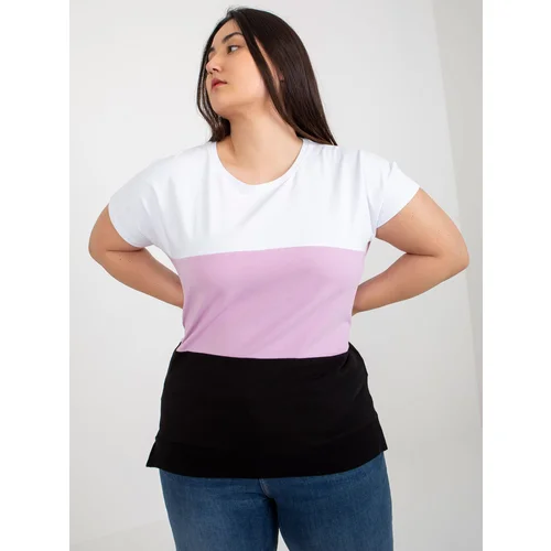 Fashion Hunters White and purple blouse plus size without fastening