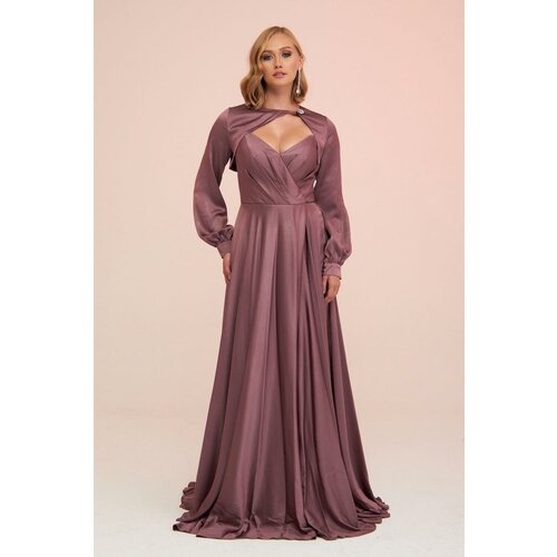 Carmen Lavender Foil Bolero Slit Long Evening Dress Cene