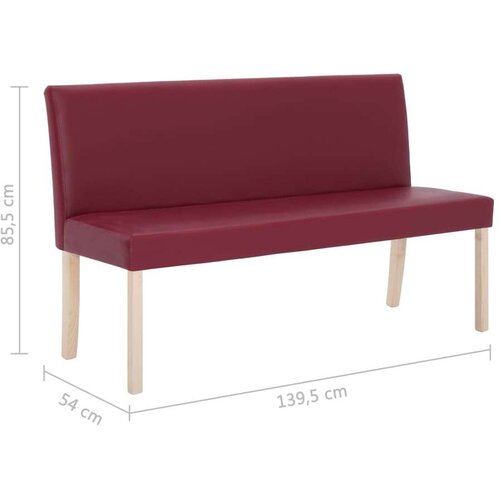  Klupa od umjetne kože 139,5 cm crvena boja vina Slike