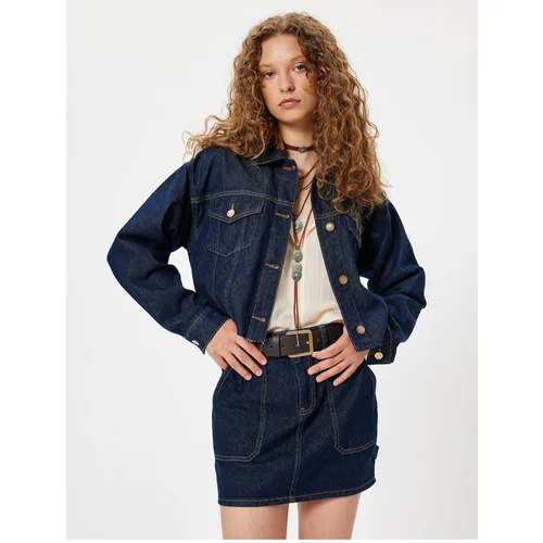 Koton Oversize Denim Jacket with Pocket Detail and Classic Collar Buttons