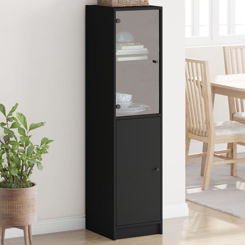 The Living Store Visoka omara s steklenimi vrati črna 35x37x142 cm - Visoka Omara, (21453381) Slike