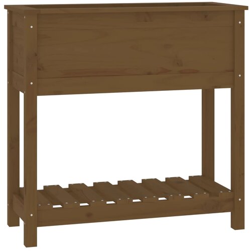 Maison Chic Visoka greda - Greda - Cvetlični Lonec s polico med. rjava 82,5x34,5x81 cm trdna borovina, (21788768) Slike