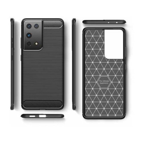  Gumijasti / gel etui Carbon za Samsung Galaxy S21 Ultra - črni Cene