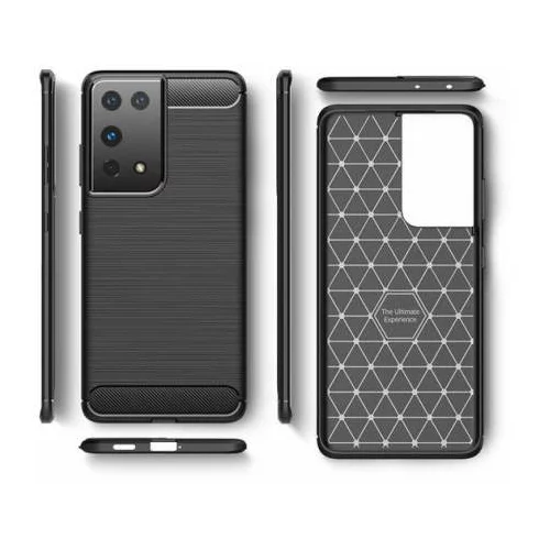  Gumijasti / gel etui Carbon za Samsung Galaxy S21 Ultra - črni
