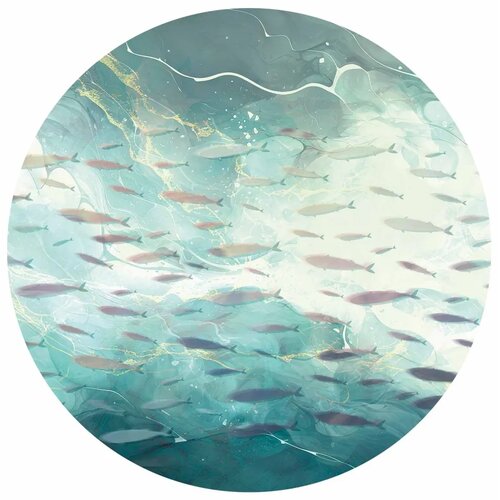  Okrugla fototapeta - School of small fish 230x230 Cene