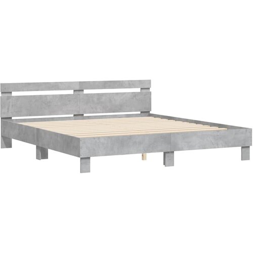  Okvir za krevet s uzglavljem i LED siva boja betona 160x200 cm Slike