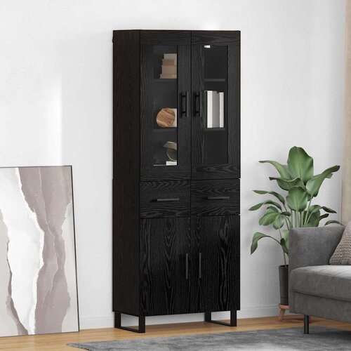  Highboard s ladicama 2 pcs Crni hrast Inženjerska drva i staklo Cijene