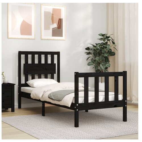 vidaXL Okvir kreveta s uzglavljem crni 2FT6 jednokrevetni masivno drvo Cijene