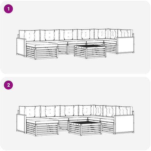  Set vanjskih sofa 8 kom. Prirodna i svjetlosiva Slike