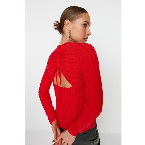 Trendyol Red Back Detailed Knitwear Sweater Cene