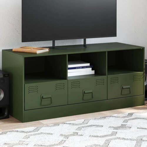 VidaXL TV omarica olivno zelena 99x39x44 cm jeklo Slike