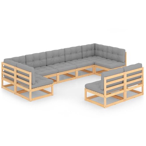 Maison Chic Seti vrtnega pohi&amp;scaron;tva - Vrtna garnitura - Vrtni pohi&amp;scaron;tvo set 9-delna z blazinami trdna borovina, (21798593) Slike