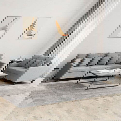 vidaXL Sedežna garnitura 2-delna z blazinami svetlo sivo blago Cene