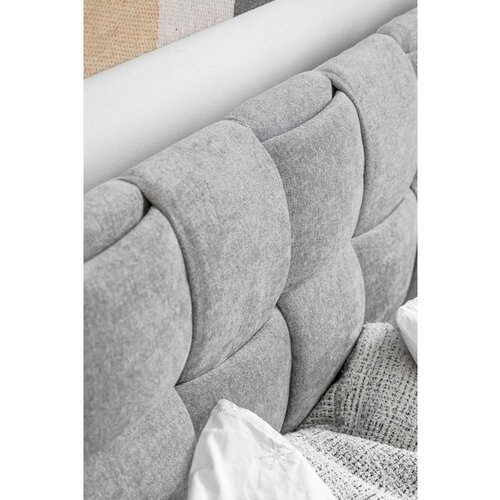 Miuform Svetlo siva oblazinjena zakonska postelja z letvenim dnom 160x200 cm Eve &amp;ndash; Slike