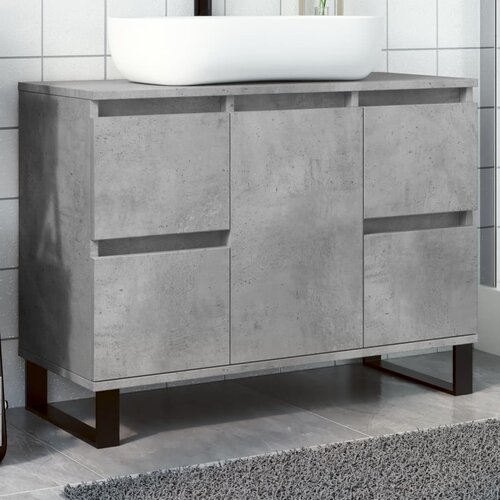 VidaXL Kopalni&amp;scaron;ka omarica za umivalnik Betonska siva 80x33x60 cm Slike