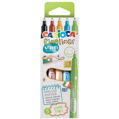 Carioca Fineliner Travel Selection - komplet 5 igličnih flomastrov 0,5 mm - Cene