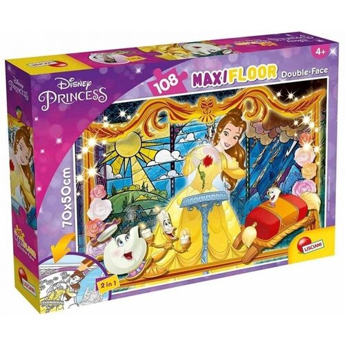 Lisciani Ljepotica i zvijer Belle 2 u 1 puzzle od 108 dijelova i bojanka 70x50 cm - Lisciani Cene