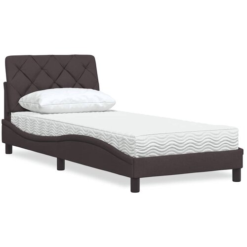 VidaXL Krevet s madracem tamnosmeđi 90 x 200 cm od tkanine Slike