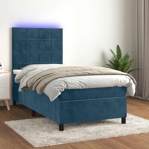  box spring s madracem LED tamnoplavi 80 x 200 cm baršun Cene
