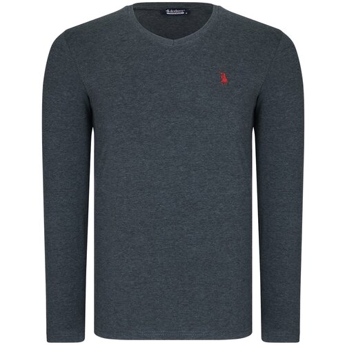 Dewberry T8587 V-NECK MEN'S LONG SLEEVE T-SHIRT-OPEN ANTHRACITE Cijene