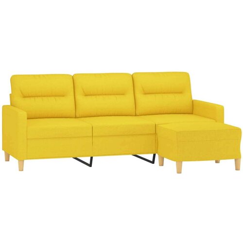  Trosjed s tabureom svjetložuti 180 cm od tkanine Slike