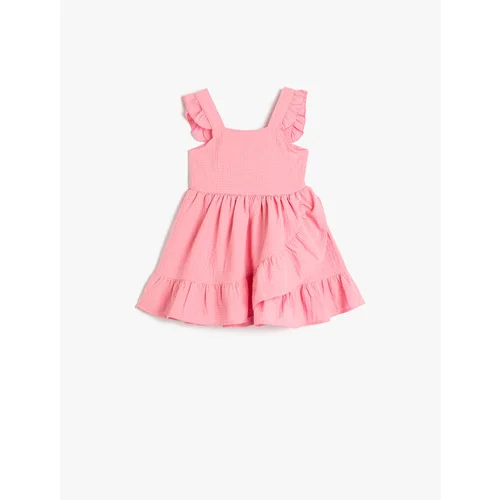 Koton Ruffled Strap U Neck Layered Dress