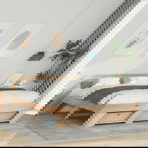 vidaXL Konstrukcija postelje Rjava 140 x 200 cm Masivno borovo les Cene