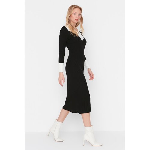 Trendyol Black Color Block Knitwear Dress Slike