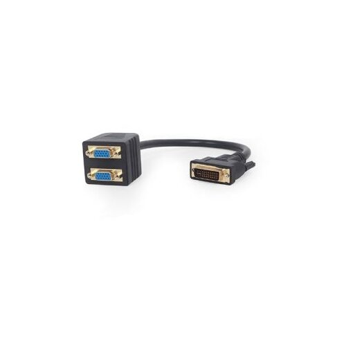 VIDEO splitter Passive DVI-I male to dual VGA female splitter cable, 0.3 m, black, GEMBIRD, A-DVI-2VGA-01 Slike