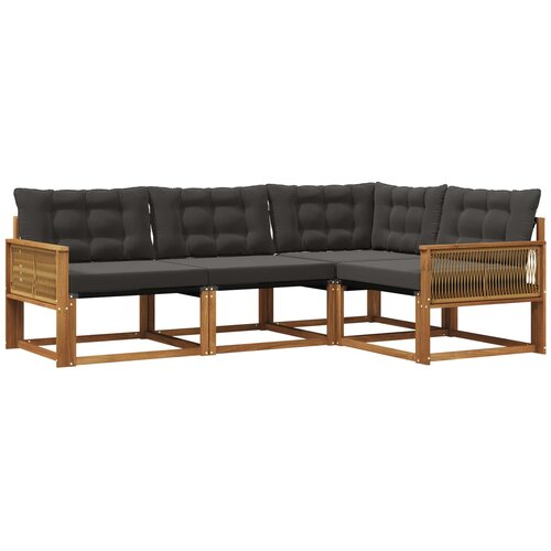 vidaXL Zunanja garnitura za sedenje z blazino 4 pcs Naravna in črna, (5000273462) Cene