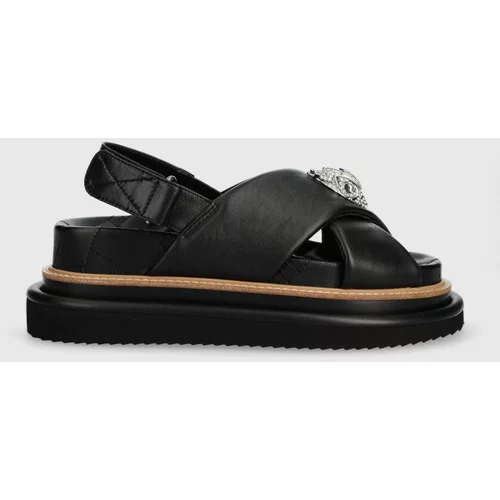 Kurt Geiger London Kožne sandale Orson Cross Strap Sandal za žene, boja: crna, s platformom, 9992200109
