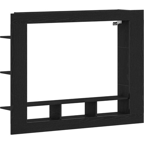 VidaXL TV Kabinet Crni Hrast Drvo, Metal Srednji TV Stalak Crnog Hrasta Slike
