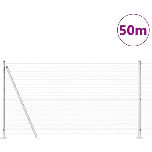 VidaXL zavarena ogradna žica sa 13 pokrovnih stupova 1.2x50 m pocinčana čelika Slike