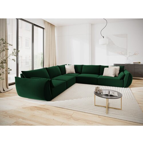 Mazzini Sofas Tamno zelena bar&amp;scaron;unasti kutna garnitura Vanda &amp;ndash; Slike