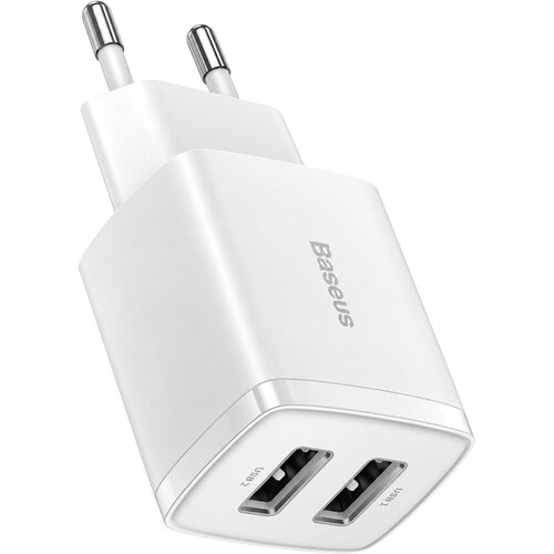 Baseus Compact stenski polnilec z 2 USB-A vhodoma 10.5W bele barve CCXJ010202 Slike