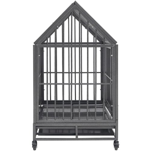  Kavez za pse s kotačima i krovom čelični 92 x 62 x 106 cm Slike
