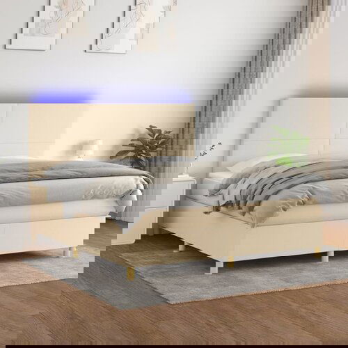  The Living Store Box spring postelja z vzmetnico LED krem 180x200 cm blago - Box Spring Postelja, (21455857) Slike
