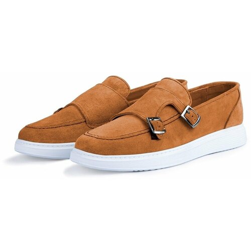 Ducavelli Airy Genuine Leather and Suede Men's Casual Shoes, Suede Loafers, Summer Shoes Tan. Cene