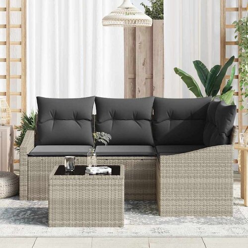  Sjedeća garnitura za vrt 5 kom. Svijetlo siva poliratan Svjetlosiva 178,5 x 123,5 x 85 cm Slike