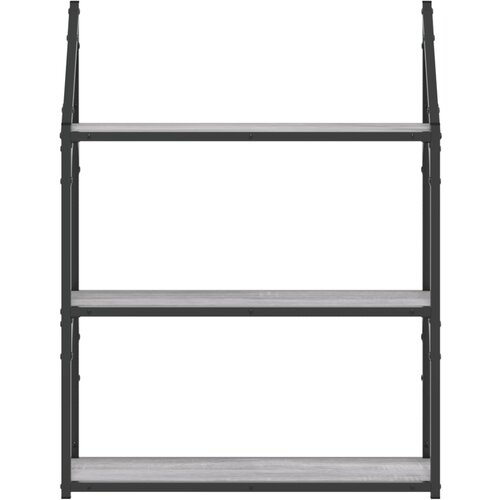  Zidna polica s 3 razine sivog hrasta sonome 60x21x78,5cm drvena Slike