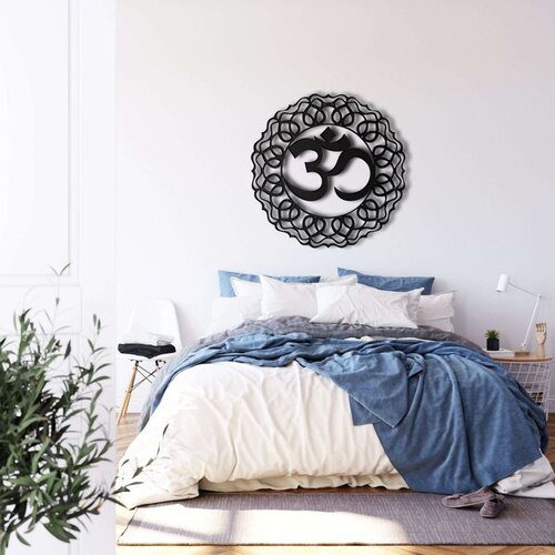 Wallxpert metalni zidni ukras 5213, simbol Om u mandali, 60 x 60 cm, crni Cene