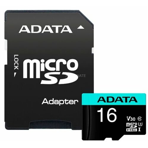 Adata UHS-I U3 MicroSDHC 16GB V30S class 10 + adapter AUSDH16GUI3V30SA2-RA1 memorijska kartica Slike