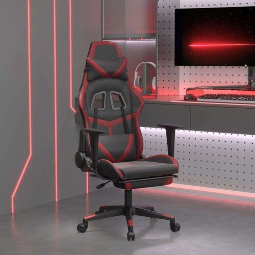  Gaming stol z oporo za noge črno in vinsko rdeče umetno usnje, (21152220) Cene