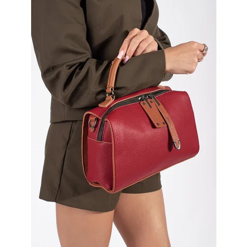 Shelvt Red trunk bag with brown elements