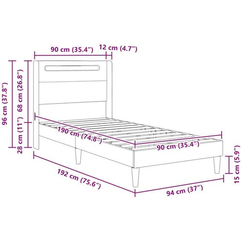  Okvir za krevet Bijela 90 x 190 cm Umjetna koža - Bijela 90 x 190 cm Cijene