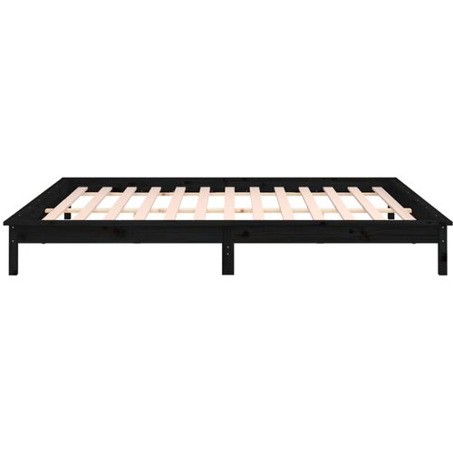  LED okvir kreveta crni 120x190 cm mali bračni od masivnog drva Slike