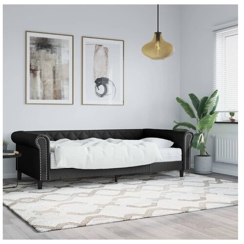 vidaXL Dnevni krevet s madracem crni 90 x 200 cm od umjetne kože Cijene