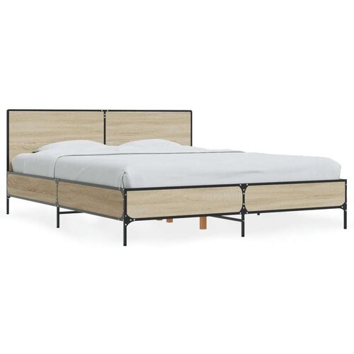  Okvir za krevet boja hrasta 160x200 cm konstruiran drvo i metal Slike